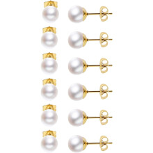 Dainty Pearl Earrings for Women: Hypoallergenic 6 Pairs AAA+ Quality Freshwater Cultured Pearl Earrings - Tiny to Big (3-8MM)