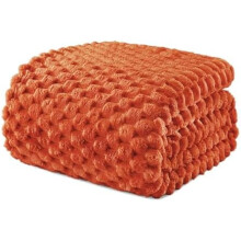 Twin Size Fleece Blanket for Bed, 60x80 Inches Stylish Jacquard Velvet Soft Blanket, Fuzzy Cozy Lightweight for Winter, Burnt Orange