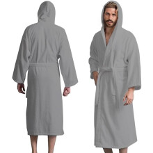 Herren-Bademantel mit Kapuze aus 100 % Baumwollfrottee