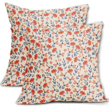 Capas de almofada florais em azul marinho e laranja, 40x40 cm, conjunto de 2