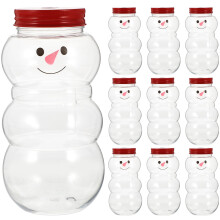 Bouteilles de jus transparentes en forme de bonhomme de neige avec couvercles - Lot de 10