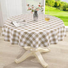 Στρογγυλό τραπεζομάντιλο βινυλίου Gingham με φανελένια πλάτη