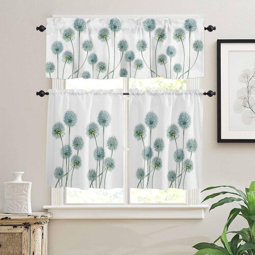 Conjunto de cortinas florais com bandô (3 peças)