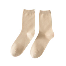 Modieuze damessokken van ijzijde, effen kleur, licht en dun, vochtabsorberend, middellang, koel draagcomfort (beige #5, one size fits all)