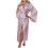 Women's satin robe long sleeve pink S-L 1