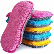 Oppvasksvamper kjøkken, mikrofiber rengjøringsskrubber for oppvask, vask, servant og multifunksjon, ripefri pakke med 6