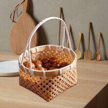 Woven Basket with Handles Bread Baking Tray Serving Trays Rustic Breakfast Basket Handwoven Fruit Basket for Picnic Bathroom round