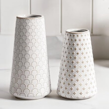 Keramisk Boho-vasesett – hvit, 13,5 cm høy