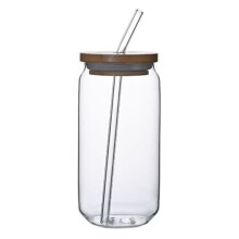 Γυάλινα ποτήρια Mason βάζο 16oz με καπάκια και καλαμάκια