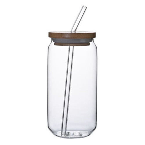 Γυάλινα ποτήρια Mason βάζο 16oz με καπάκια και καλαμάκια