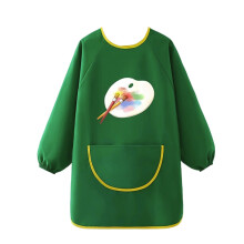 Kids Art Smock Cartoon Print Long Sleeve Round Neck Pocket