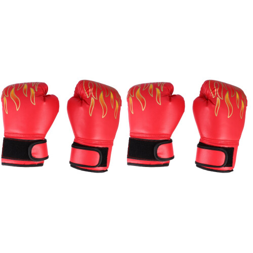 2Stk Rote Kinder Boxhandschuhe PU Flame Effizienter Handschutz 1