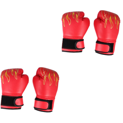 2Stk Rote Kinder Boxhandschuhe PU Flame Effizienter Handschutz 2
