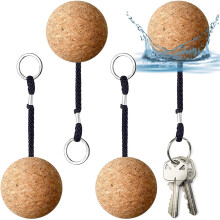 4PCS Floating Cork Keyring, Floatable Wooden Key Chain for Water Sport Accessories Swimming Diving Fishing Swimming