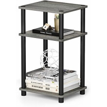 JUST Side Table, 3-Tier End Table, Open Shelves Night Stand, Bedside Table, Toolless Assembly, for Living Room, Bedroom, Bathroom, French Oak