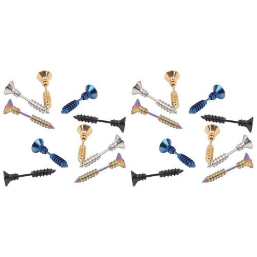 20Pièces Boucles D'oreilles Acier Unisexes Vis Colorées Style Original 1