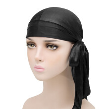 YOUSNH Silky Durag Multi Colour Options | Silk Du Rags for Men & Women | for Waves Braids & Locs Bucket Hats for Women Black