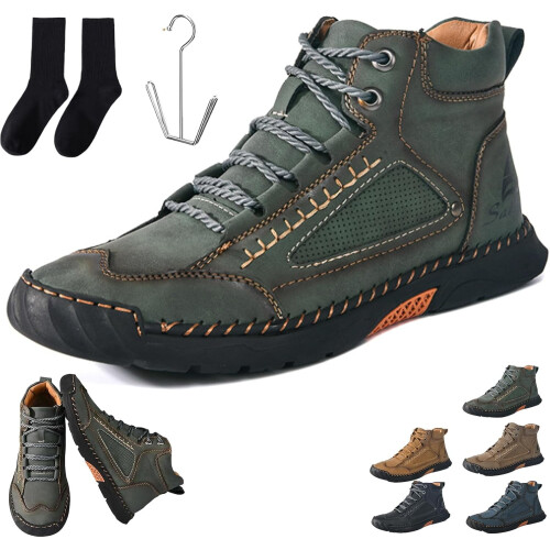 Άνετες χειροποίητες δερμάτινες μπότες Olveros Boots για άνδρες, αδιάβροχες, με στήριξη