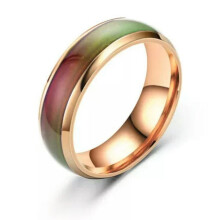 EASTIN Farbwechselnder Stimmungsring Edelstahlring Herren Damen Band 6 mm Größe 6-13 - Schwarz - 7