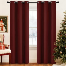 Blackout Curtains Burgundy Red Thermal Insulated Grommet