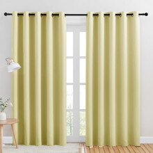 Paler Yellow Room Darkening Draperies, 2 Panels (60x84"), Thermal Insulated Grommet Curtains for Bedroom