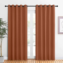 Burnt Orange Room Darkening Draperies, 2 Panels (60x84"), Thermal Insulated Grommet Curtains for Bedroom