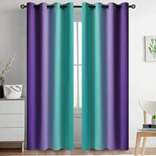 Ombre Teal Purple Gradient Curtains 52x84 Inch 2 Panels