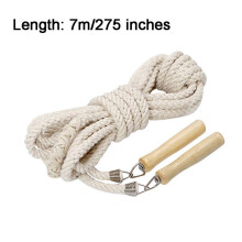 Group Jump Rope with Wooden Handles, Linen Swing Rope for Multiple Players, Compatible with Outdoor Team Activities, White, 118–787 in