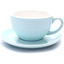 Cappuccino Barista Latte Art Kopje en Schotel Nieuw Porselein voor Koffiebar (Glanzend Lichtblauw, 240 ml)