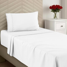 Twin Sheet Set Brushed Microfiber 3-Piece White