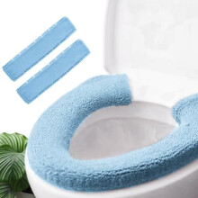 Set van 2 lichtgrijze, elastische toiletbrilhoezen