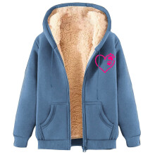 Casaco feminino de inverno 2024, modelo sobretudo quente com zíper, forro de lã, capuz e bolsos.