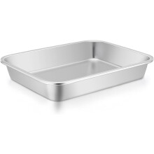 Stainless Steel Lasagna Pan 10.6"x8.3"x1.7", Compact for Toaster Oven, Dishwasher Safe, Non-Toxic, Brushed Finish