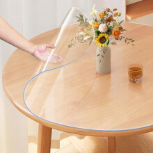 Transparente runde Tischschutzhülle, 32 Zoll, 1,5 mm, Kunststoff-Tischschutz, PVC-Tischunterlage für Esstische