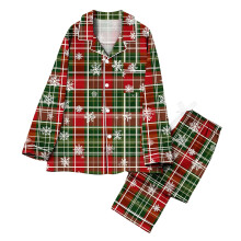 Women's Christmas Pajama Set Long Sleeve Lapel Tops and Pants Matching Loungewear Nightwear Sleepwear Comfortable Soft Set Holiday Gift Idea