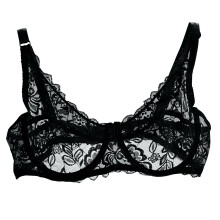 Lace Desire Underwire Bra No Underwire Sexy Triangle See Thru V Neck Unpadded Bra Push-up Bra for Women