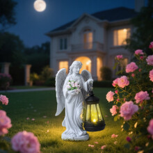 Estátua de luz solar para exterior com LED automático, luminária solar resistente às intempéries para jardim, pátio e caminhos.