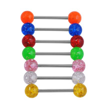 Ayyufe 7er-Pack / 20 Pailletten Leuchtender Brustwarzen- und Zungenpiercing-Ring