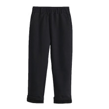 Boys & Girls School Uniform Pants, Solid Black, Warm Thickened, Elastic Waist, Straight Leg, Pockets, Casual Indoor/Outdoor Wear, Compatible with