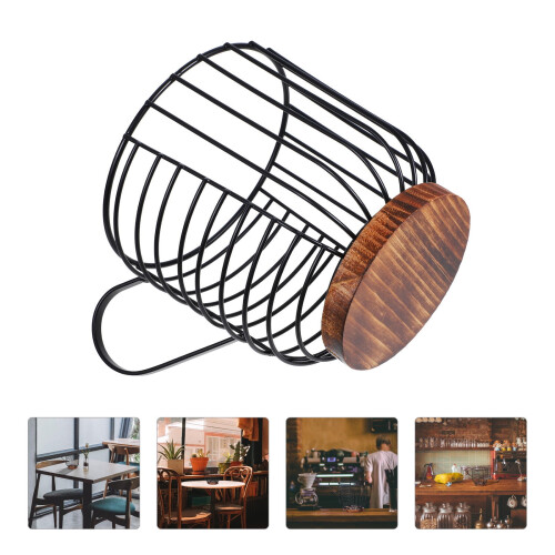 Coffee Organizer Rack Holder Black Wood 1Pack For Home Kitchen