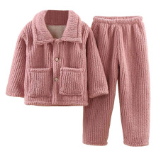 Ediodpoh Kinderflanellen pyjamaset, zachte winterpyjama met lange mouwen voor jongens en meisjes van 4-5 jaar, felroze – geschikt voor