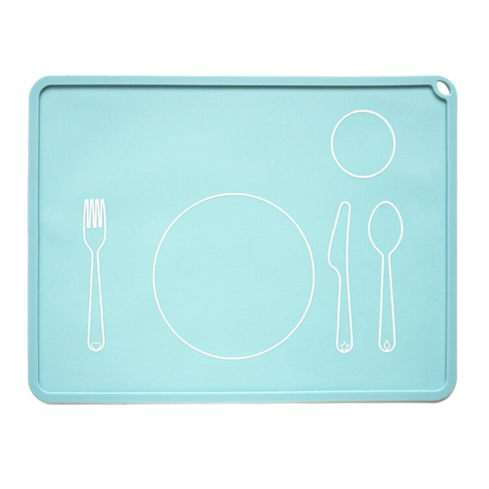 Silicone Placemat For Kids & Toddlers – Non-Slip Baby Eating Mat, Compatible With Dining Tables & Travel, 1Pc Light/Blue