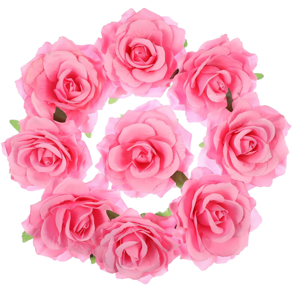 9 Pcs Rose Brooch Valentines Day Clip Wedding Hair Flower Clips for Women Woman Pink
