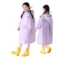 Girls Rainwear Cartoon Printed Long Sleeve Hooded Button Down Raincoat With Pockets Kids Trendy School Rain Jackets,Light Purple,10-12 Years