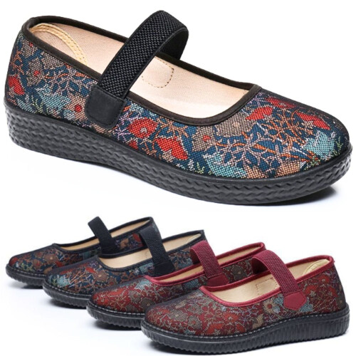 Γυναικεία Casual Flats με κέντημα λουλουδιών, Slip-On Flats με αναπνεύσιμο πλέγμα, Γυναικεία