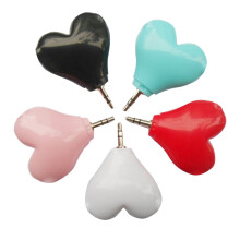 1Set White Heart Shape Headphone Jack Splitter for Sharing Music 2.3x1.9x0.7in