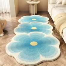 Tapete de Banho Floral Azul Antiderrapante Lavável Altamente Absorvente