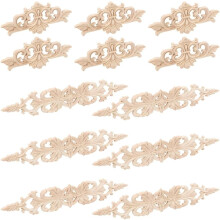 Wood Appliques Carved Natural Solid Wood 12 pcs