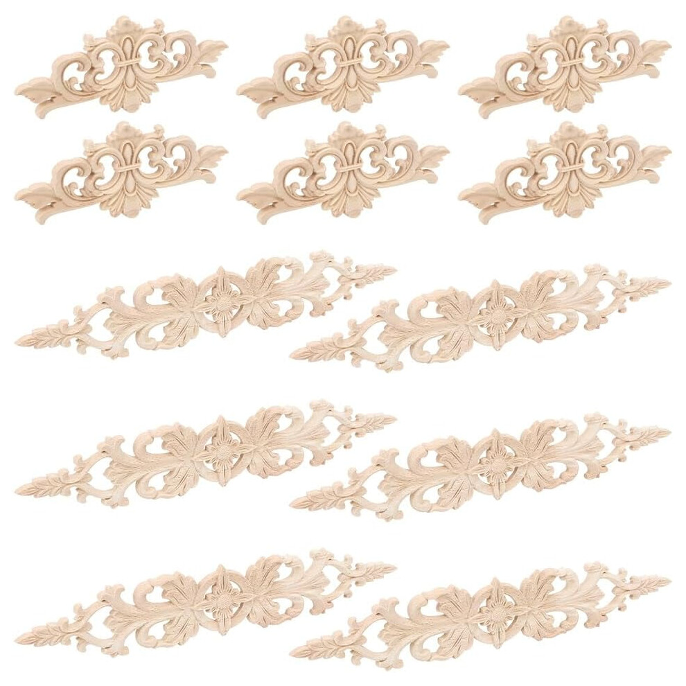 Wood Appliques Carved Natural Solid Wood 12 Pcs 9097180077107
