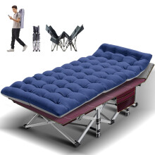Heavy Duty Folding Cot with Mattress & Carry Bag, Double Layer Oxford Portable Camping Cot for Home/Office/Beach – Blue & Red